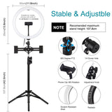 11.8 Led Ring Light with Tripod & Dual Phone Brackets - Usb 3 Modes Dual Colour Temperature - Vlogging & Live Broadcast Kit