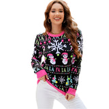 Casual Christmas Snowman Pullover Sweater Women Cartoon Knitwear - Chariot - Xxl