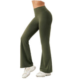 High Waisted Elastic Yoga Flared Pants Size L - Forest Green - Xxl