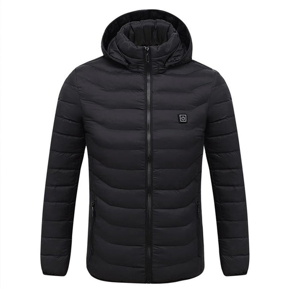 Winter Smart Electric Heating Hooded Jacket - Black - Xxxl