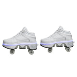 37 Double Row Deformation Rune Roller Skates - Dual Purpose - High-Top With Light (White)