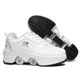 37 Double Row Deformation Rune Roller Skates - Dual Purpose - High-Top With Light (White)