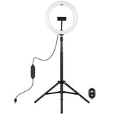 10.2 26cm Ring Light Kit with Tripod Usb 3 Modes Dual Colour Phone Clamp Remote - Black