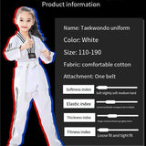 Taekwondo Training Uniform Child & Adult Cotton Clothing Size 130 - Striped Short Sleeves - 180