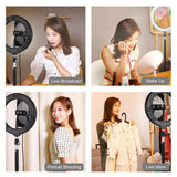 7.9 Led Ring Light with Tripod and Phone Clamp - 3 Modes Dual Colour Temperature Dimmable - Black