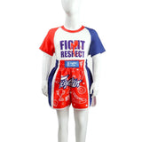 Kids Boxing Set - Sparring Shorts And Tights - Bright Green - Hot Printing Red Gold Dragon - L