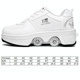 Versatile Double Row Rune Roller Skates - Size 39 - High-Top With Light (White)