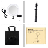 7.9 Mirror Light with Tripod & Usb 3 Modes Dual Colour Curved Ring Light for Vlogging Selfie Photography Video Phone Clamp - Black