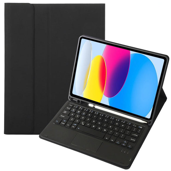 2022 Ipad 10.9 Lambskin Bluetooth Keyboard Case With Pen Slot - Black