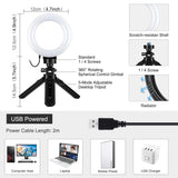 Usb 3 Modes Dimmable Led Ring Light & Pocket Tripod Kit With Cold Shoe Ball Head - 4.7 Inch Diameter