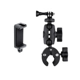 Adjustable Action Camera Clamp with 360 Rotation and Phone Holder