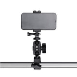 Adjustable Action Camera Clamp with 360 Rotation and Phone Holder