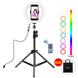 7.9 Usb Rgb Light with Dual Colour Temperature & Tripod Mount for Vlogging and Selfie Photography - Black