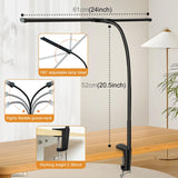 Double Head Clip Desk Lamp with Gooseneck Tube Led in Black