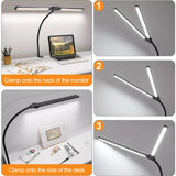 Double Head Clip Desk Lamp with Gooseneck Tube Led in Black