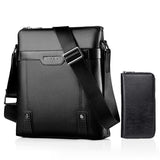 2 In 1 Men Pu Leather Shoulder Bag Handbag - Black