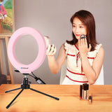 Dimmable 6.2 Usb Rgbw Led Ring Light with Cold Shoe Tripod & Remote - Black