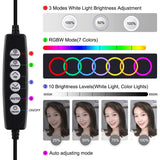 10 Mode Usb Led Ring Light with Tripod Mount and Cold Shoe Ball Head - 4.7 Inch Diameter