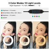 6.2 Led Ring Light with Usb 3 Modes Dimmable Vlogging Photography Video Pocket Tripod Mount Cold Shoe Ball Head Black