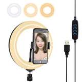 20cm Usb Dual Colour Led Ring Light with Phone Clamp - Black