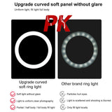 10.2 Ring Light with Tripod Usb 3 Modes Dual Colour Diffuse Light Phone Clamp with Remote - Black