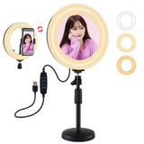 7.9 Dual-colour Led Ring Light with Desktop Mount and Phone Clamp