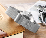 Stylish Women Quartz Watch with Stainless Steel Band - Round Dial Silver Alloy Case - Wa0730C