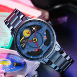 Waterproof Quartz Watch with Hollow Dial and Steering Wheel Design - Silver