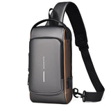 Waterproof Usb Crossbody Backpack For Sports - Gray Gold