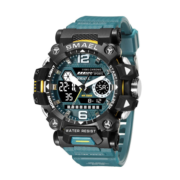 Waterproof Dual Display Outdoor Watch - Multifunctional Alloy for Men - Green