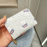 Cute Bear Print Multi Slot Card Holder Anti Degaussing Design - Pink