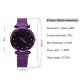 Starry Diamond Geometric Quartz Watch with Magnet Buckle - Luxury Mesh for Women - Black
