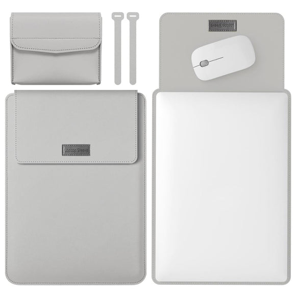 11 / 12 Inch Leather Computer Bag - Lightweight & Portable - 4 in 1 - Grey