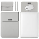 11 / 12 Inch Leather Computer Bag - Lightweight & Portable - 4 in 1 - Grey