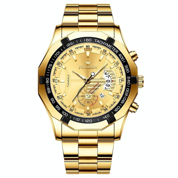 Waterproof Men Calendar Watch - Full Gold Gold Surface