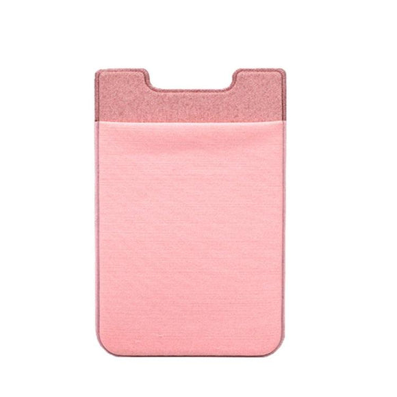 Lycra Phone Card Holder Stretch Back Sticker Wallet For Cards Bus Pass Bank Fits Most Phones - Pink