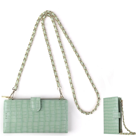 Convertible Crossbody Phone Purse With Chain - Light Green