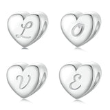 925 Sterling Silver Platinum Plated Love Letters Diy Beads In - V