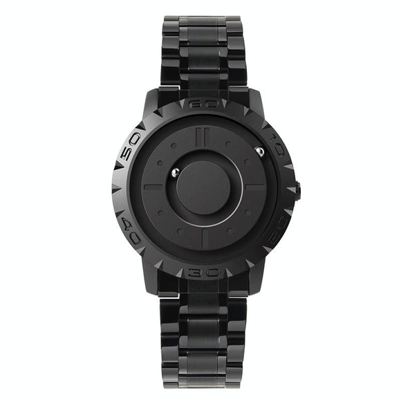 Bezel-free Magnetic Ball Watch - Men Design - Black Steel Strip