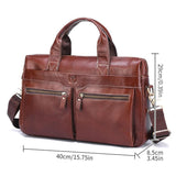 Large Capacity Retro Cowhide Briefcase - Black