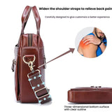 Large Capacity Retro Cowhide Briefcase - Black