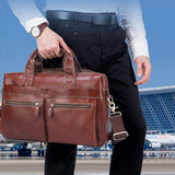 Large Capacity Retro Cowhide Briefcase - Black