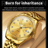 Men Luminous Waterproof Quartz Watch with Diamond Accents - White