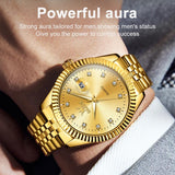 Men Luminous Waterproof Quartz Watch with Diamond Accents - White