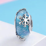 925 Sterling Silver Seasonal Glass Bead Bracelet Charms - Light Blue
