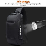Anti Theft Men Waterproof Crossbody Bag With USB Port - Dark Grey