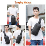 Anti Theft Men Waterproof Crossbody Bag With USB Port - Dark Grey