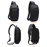 Anti Theft Men Waterproof Crossbody Bag With USB Port - Dark Grey