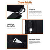 Anti Theft Men Waterproof Crossbody Bag With USB Port - Dark Grey