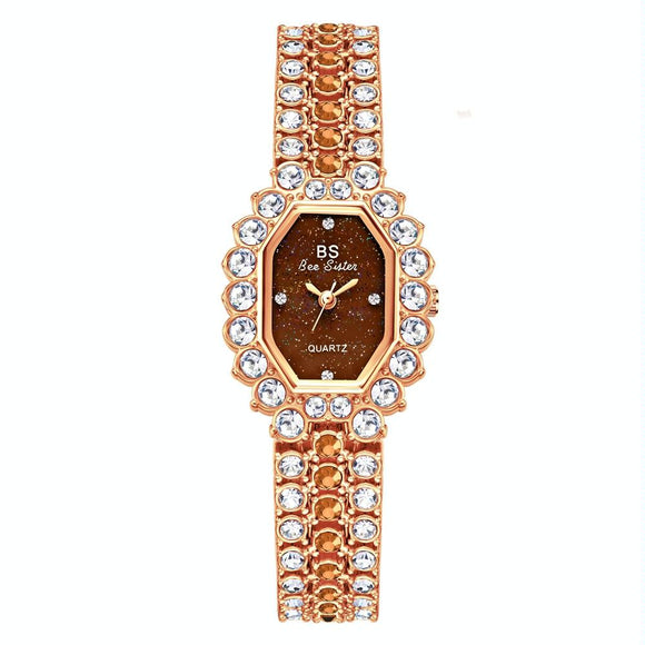Sparkling Full Diamond Women Watch - Niche Glitter - Rose Coffee